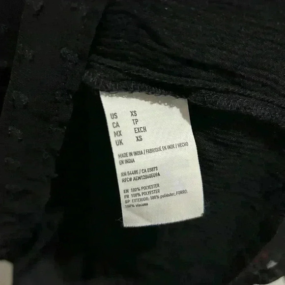 American Eagle Black Floral Embroidered Blouse Womens XS **see description** - Picture 5 of 6